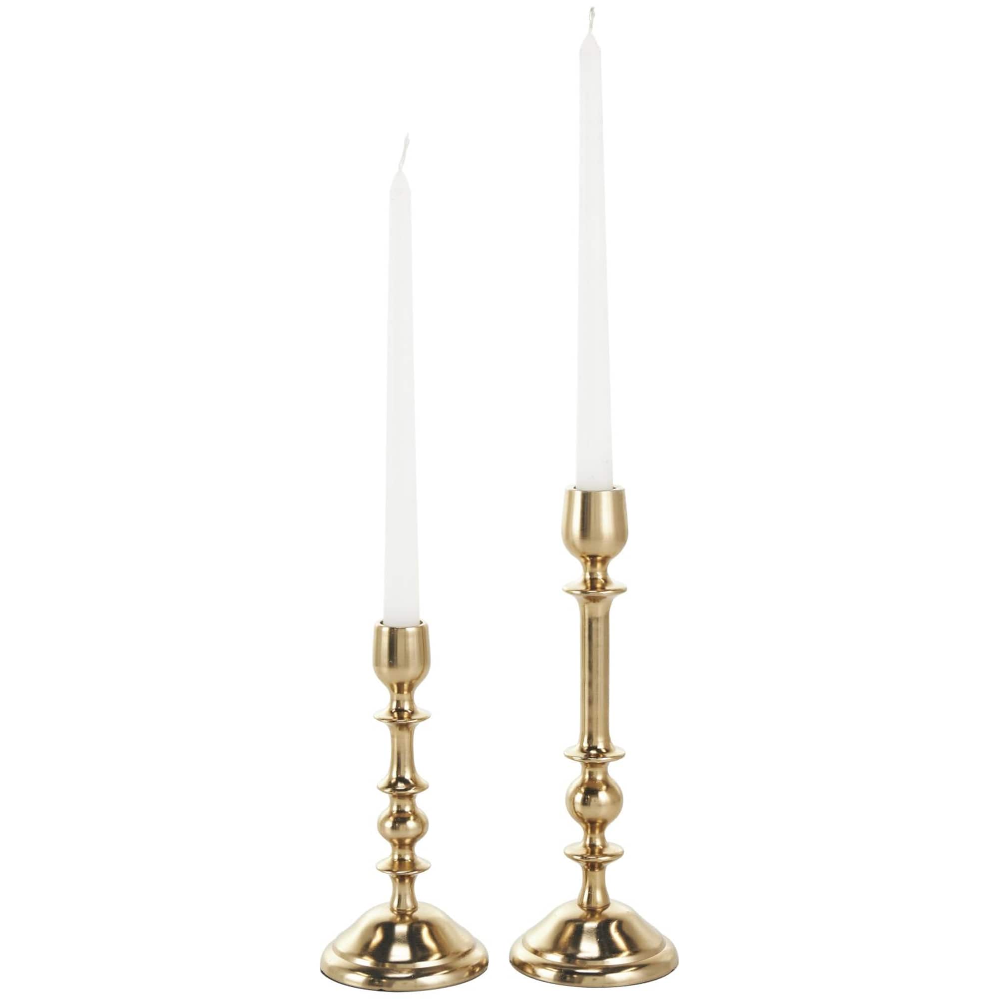 Gold Aluminum Metal Candle Holder Set